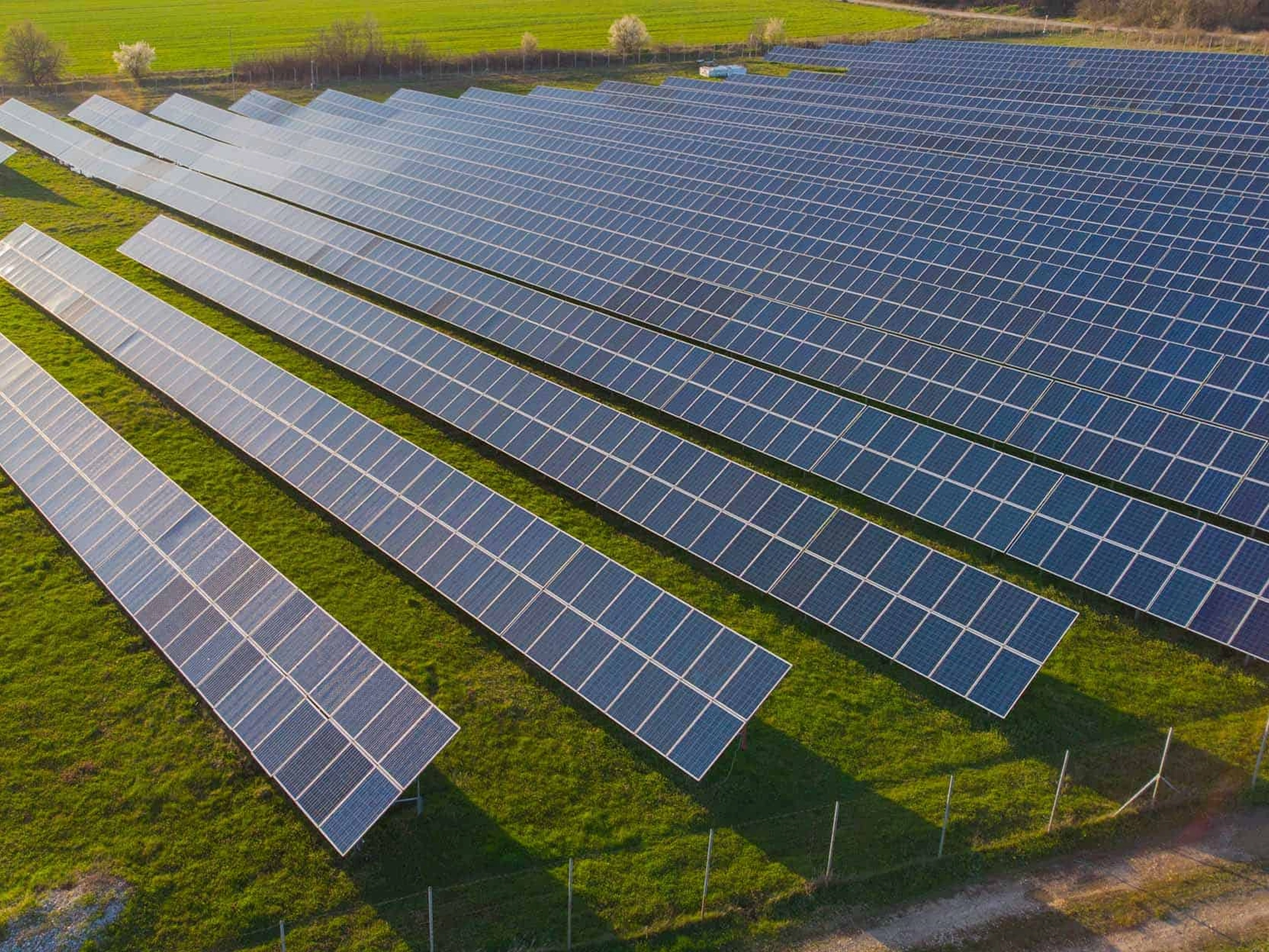 Solar panels staged for recycling logistics