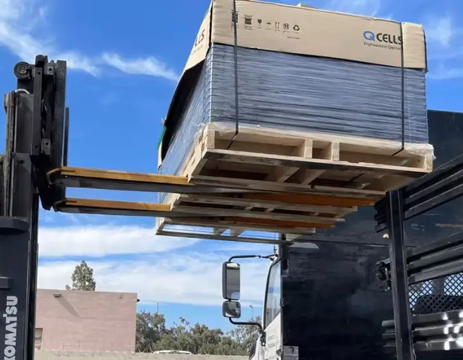 Recycling facility handling PV modules